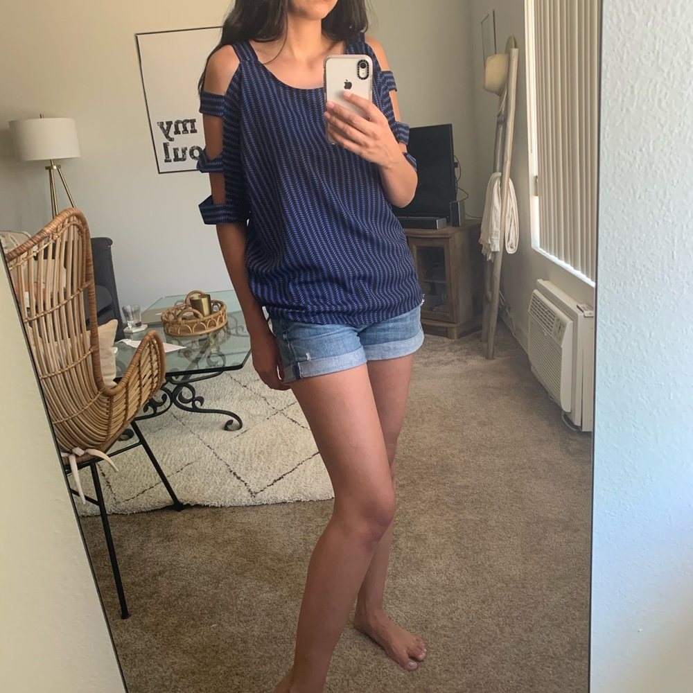 Royal Blue and Black Blouse